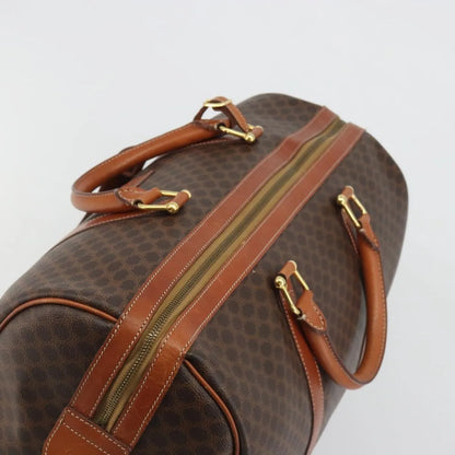 Celine Vintage Duffle Canvas and Leather, Brown, Canvas, Travel Bag