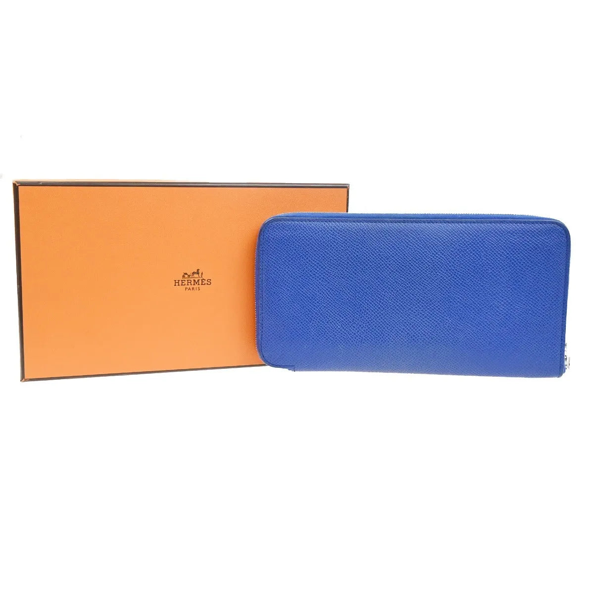Hermes Azap Zip Around Silk'in Epsom, Blue, Leather, Wallet