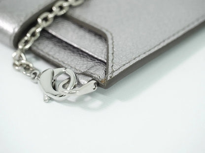 Miu Miu Madras Card Holder with crystal fringe leather, Silver, Leather, Card Holder