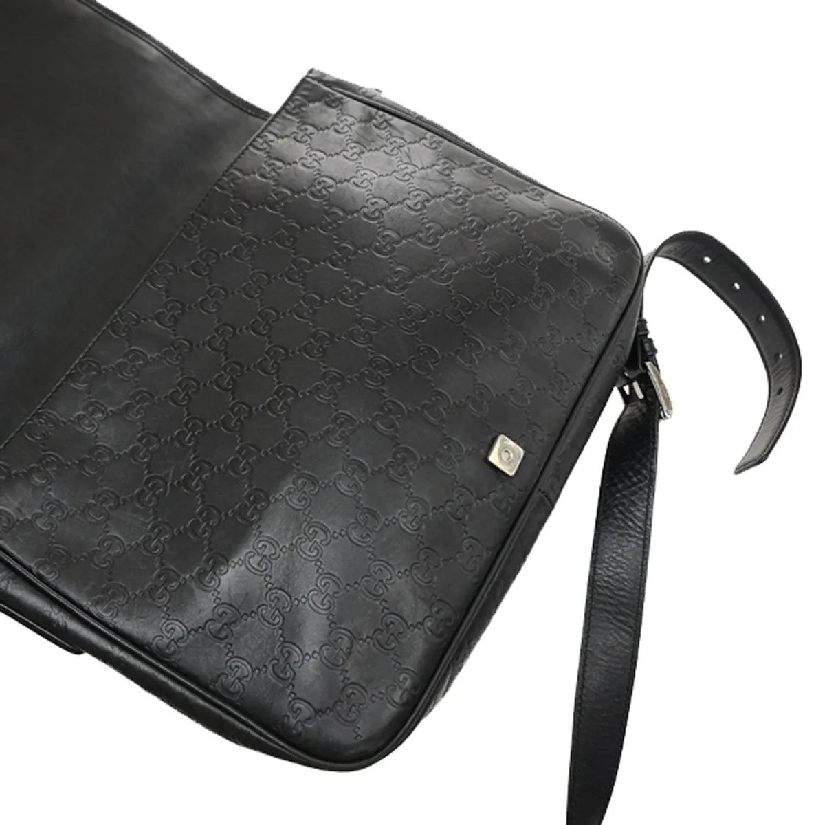 Gucci Flap Messenger Bag (Outlet) Guccissima Leather, Black, Leather, Shoulder Bag