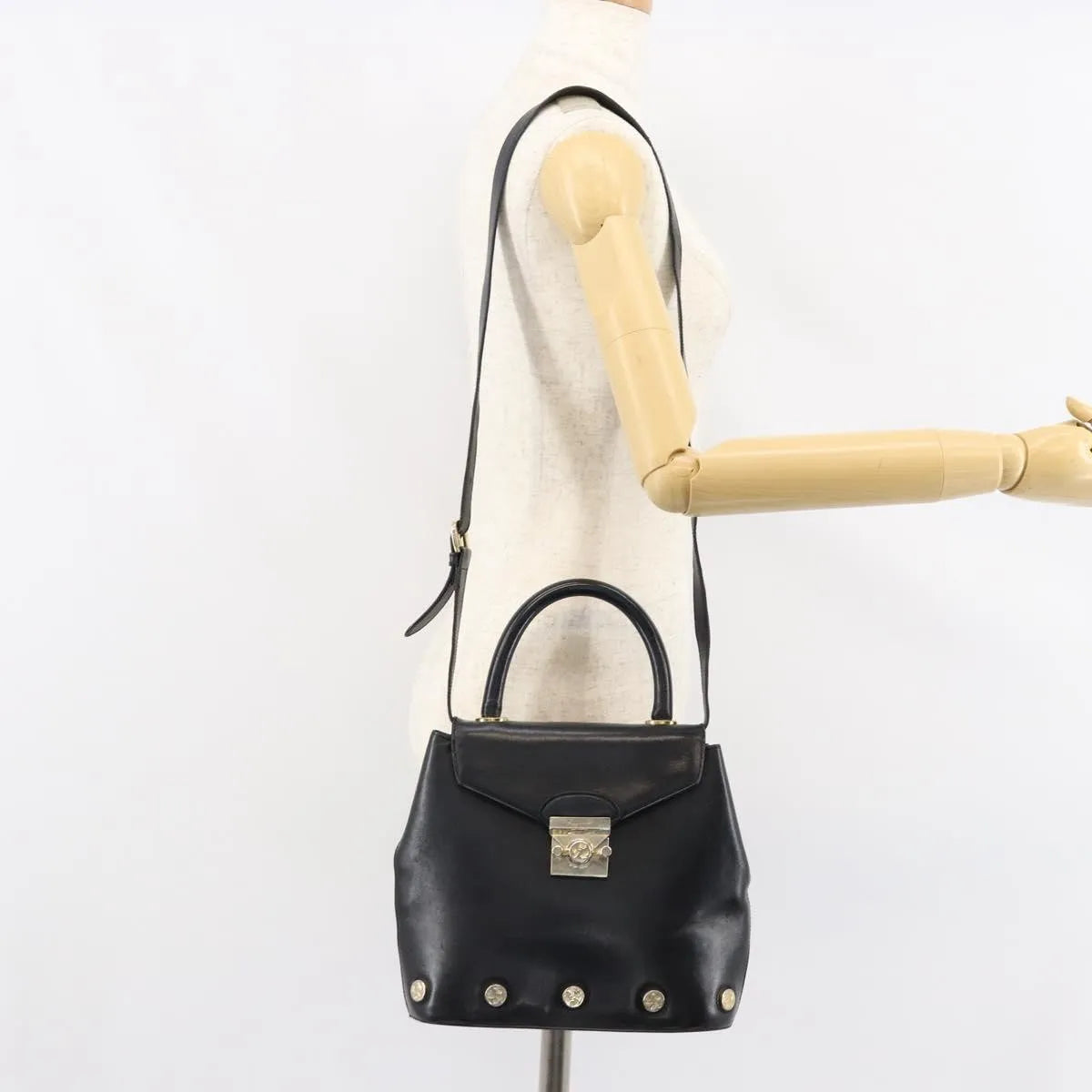 Salvatore Ferragamo Vintage Leather, Black, Leather, Handbag
