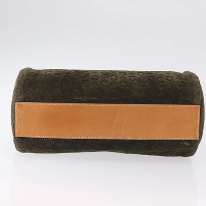 Celine C Macadam Suede and Leather, Green, Suede, Handbag