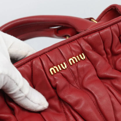 Miu Miu Matelassé Nappa Leather Top Handle Bag Leather, Red, Leather, Shoulder Bag