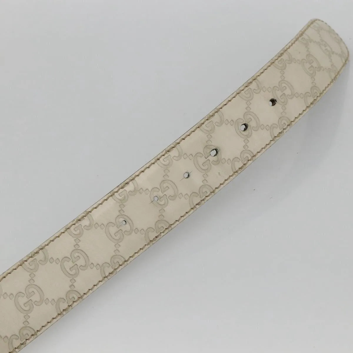 Gucci Interlocking G Reversible Belt Guccissima Leather, White, Leather, Belt