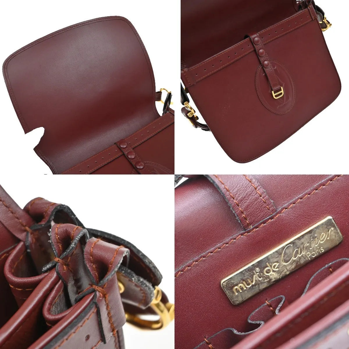Cartier Must de Cartier Leather, Red, Leather, Shoulder Bag
