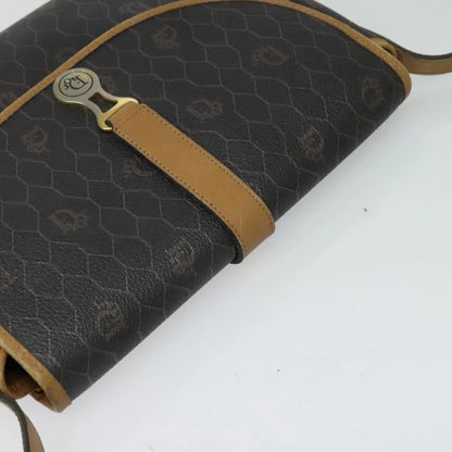 Christian Dior Vintage Honeycomb Flap Canvas and Leather, Black, Canvas, Shoulder Bag