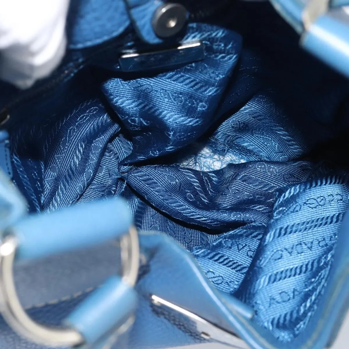 Prada Vitello Daino Convertible Tote Vitello Daino, Blue, Leather, Handbag