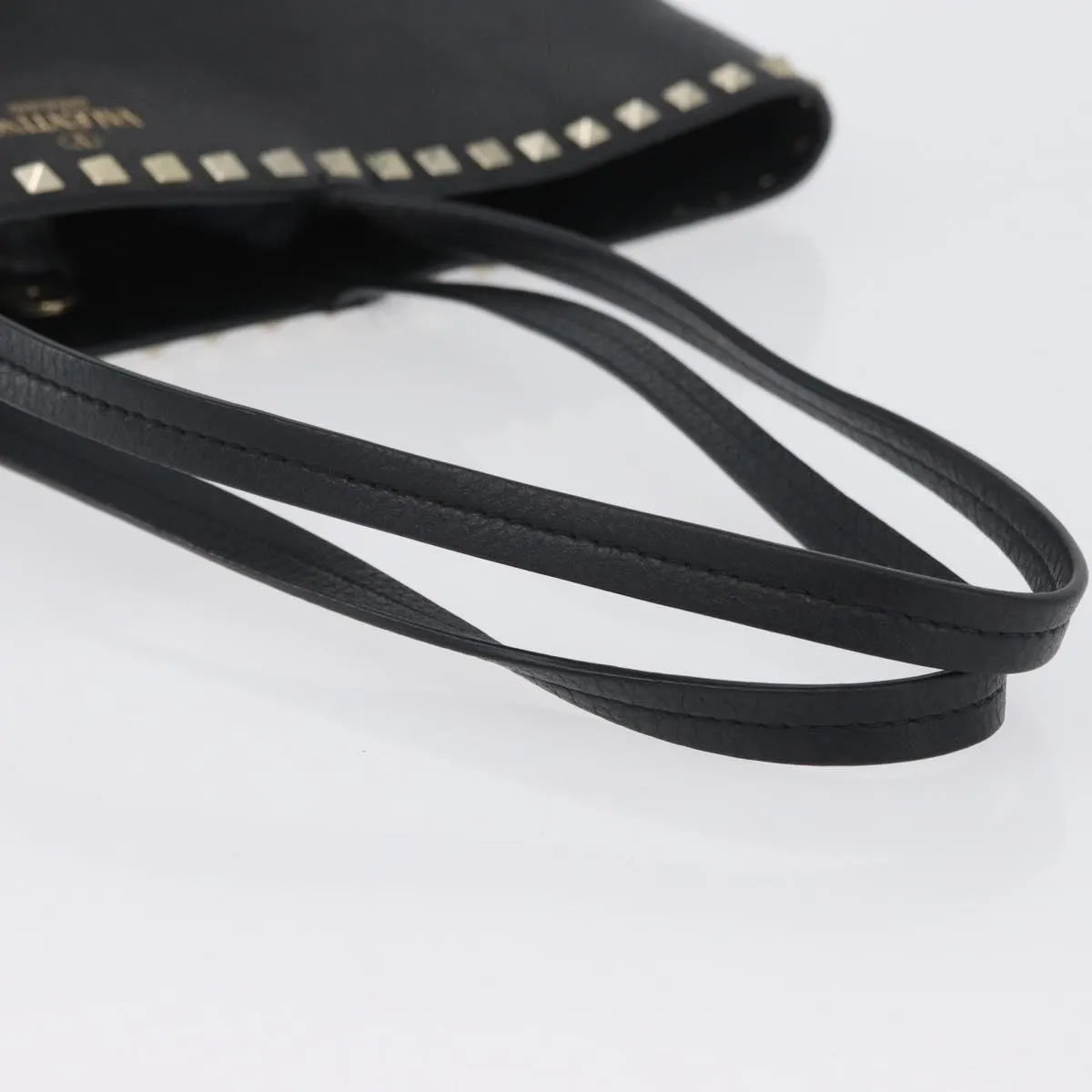 Valentino Garavani Rockstud Shopping Tote Leather, Black, Leather, Tote Bag