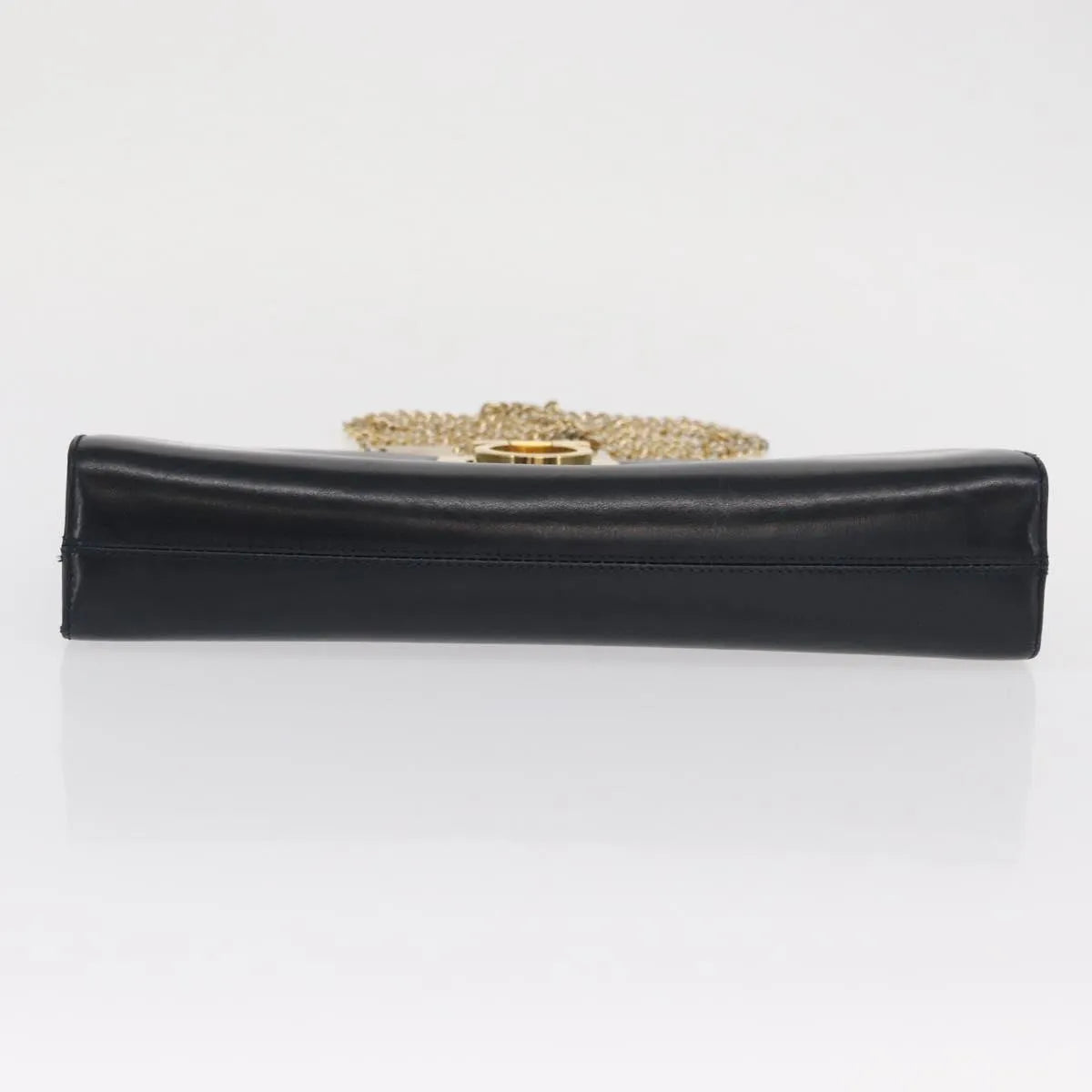 Salvatore Ferragamo Vintage Gancini Chain Leather, Navy, Leather, Shoulder Bag