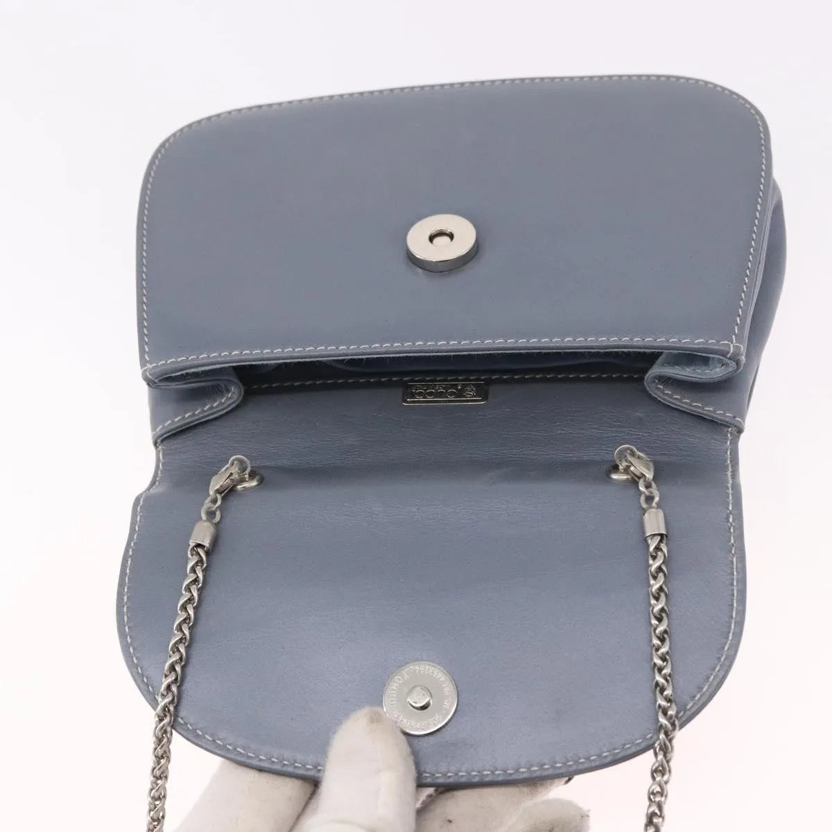 Gucci Vintage Convertible Bamboo Top Handle Leather, Blue, Leather, Handbag
