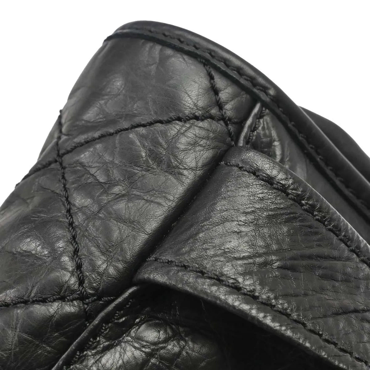 Chanel Vintage Logo Messenger Quilted Aged Calfskin, Black, Leather, Shoulder Bag