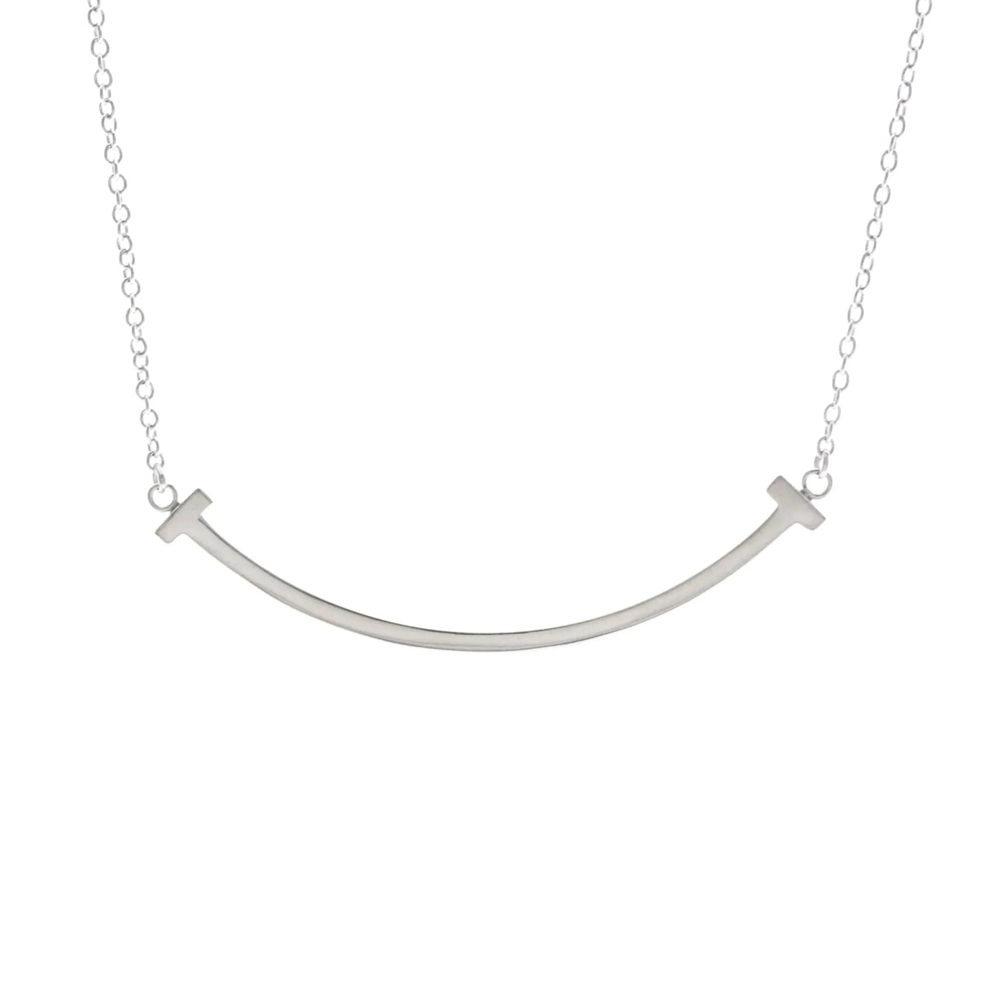 Tiffany & Co. T Smile Pendant 18K White Gold, Silver, White Gold, Necklace