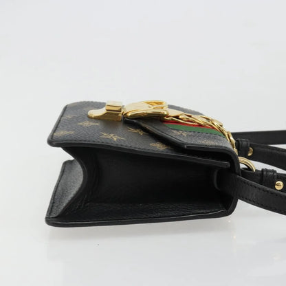 Gucci Sylvie Top Handle Printed Leather, Black, Leather, Handbag