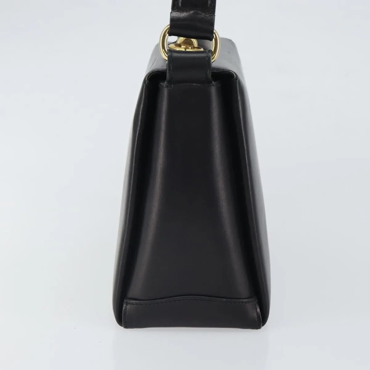 Gucci Vintage Convertible Box Leather, Black, Leather, Handbag
