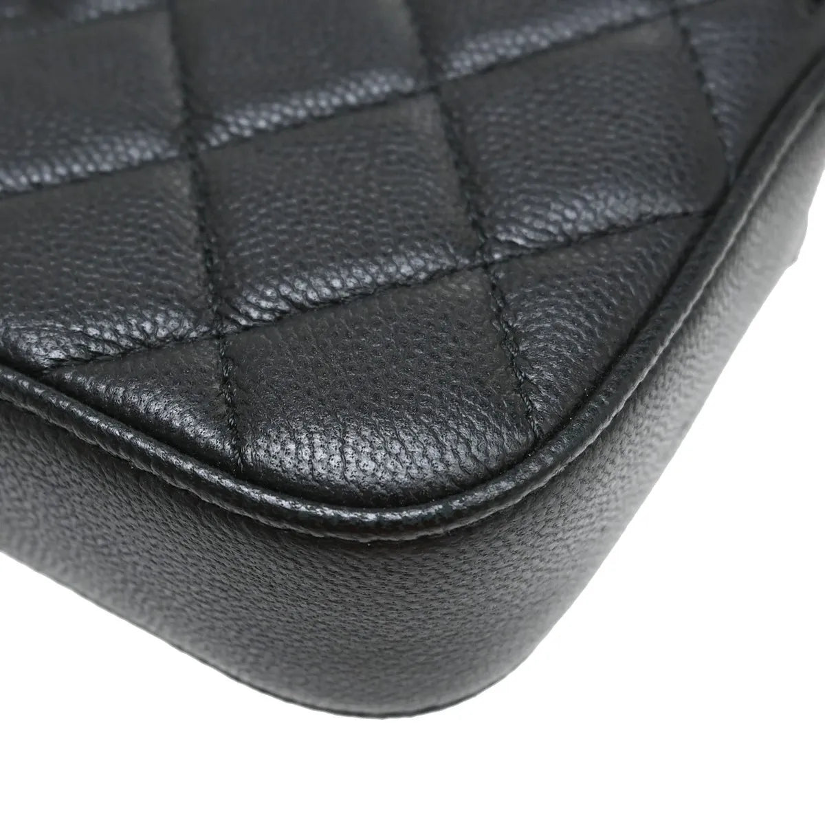 Chanel Diamond CC Double Zip Clutch with Chain Quilted Lambskin, Black, Leather, Shoulder Bag