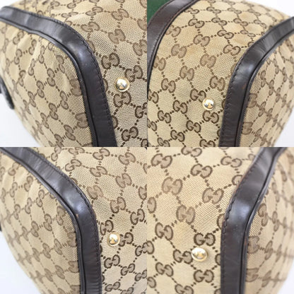 Gucci Vintage Web Boston GG Canvas, Brown, Canvas, Handbag