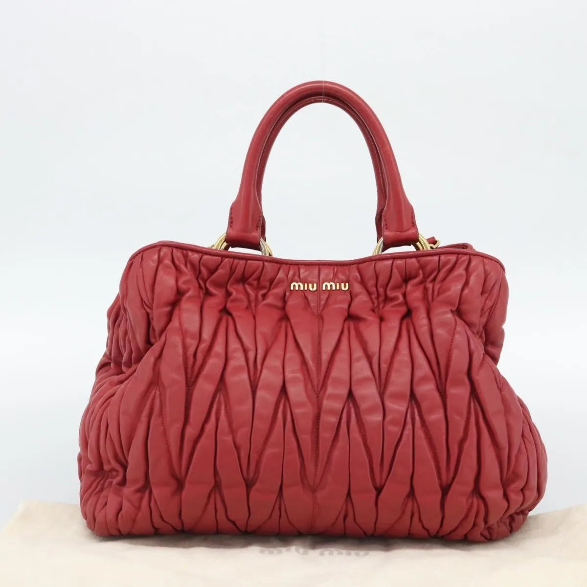 Miu Miu Matelassé Nappa Leather Top Handle Bag Leather, Red, Leather, Shoulder Bag