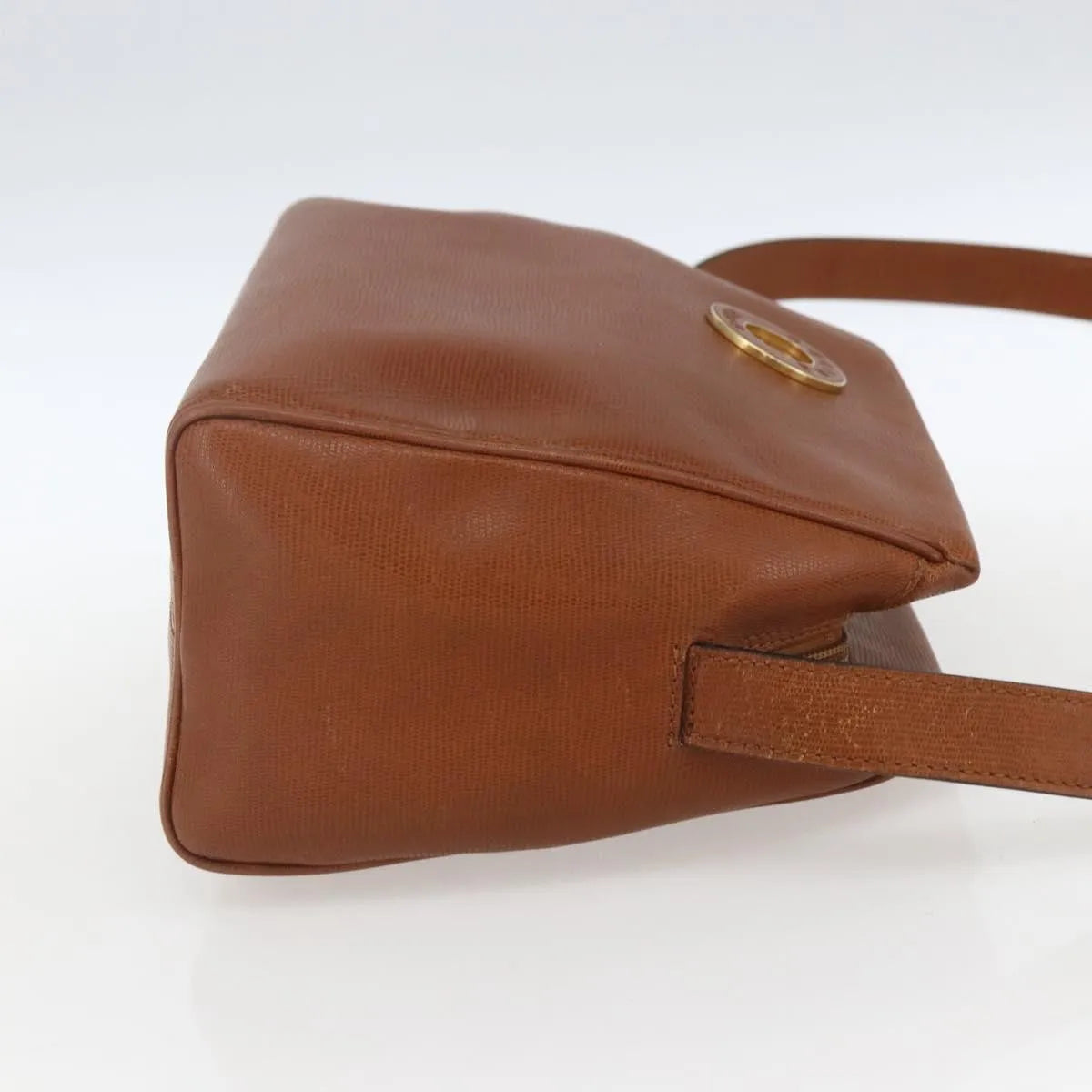 Celine Vintage Circle Logo Leather, Brown, Leather, Shoulder Bag