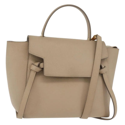 Celine Belt Calfskin, Beige, Leather, Handbag