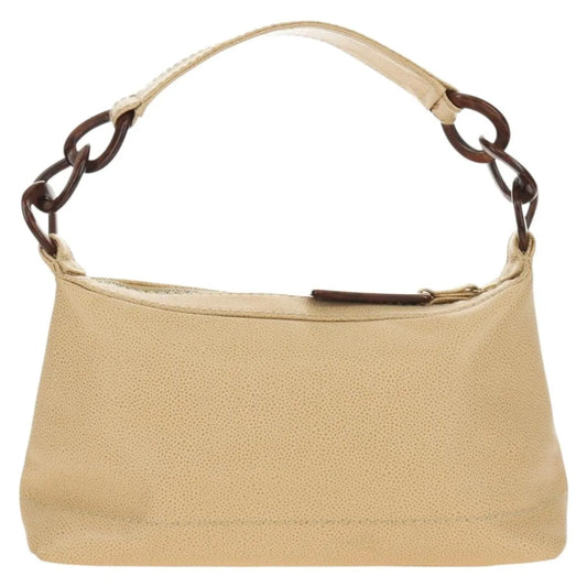 Chanel Vintage CC Resin Chain Caviar, Beige, Leather, Shoulder Bag