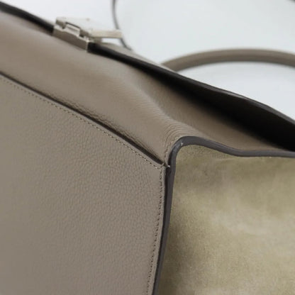 Celine Trapeze Leather with Suede, Gray, Leather, Handbag