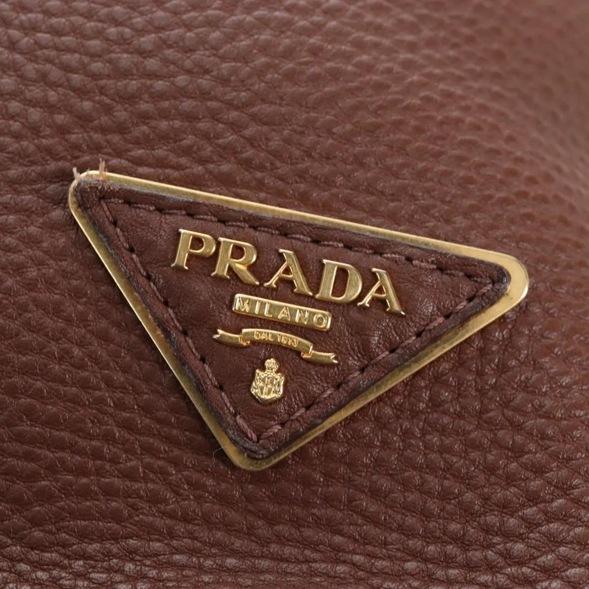 Prada Side Zip Hobo Soft Calf, Brown, Leather, Shoulder Bag