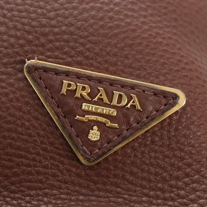 Prada Side Zip Hobo Soft Calf, Brown, Leather, Shoulder Bag