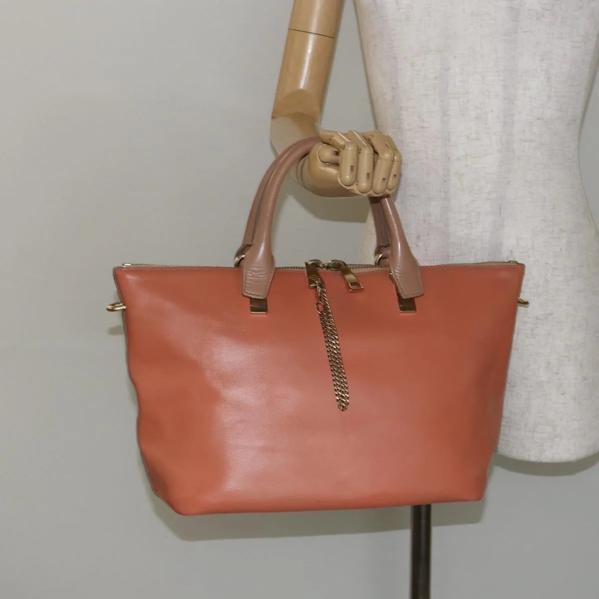 Chloe Bicolor Baylee Satchel Leather, Orange, Leather, Handbag
