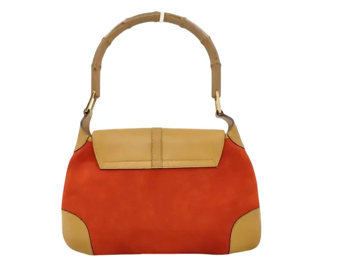 Gucci Vintage Jackie Shoulder bamboo, Red, Suede, Handbag