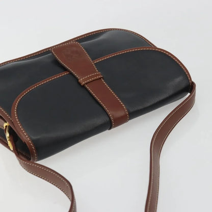 Celine Vintage Flap Leather, Black, Leather, Shoulder Bag