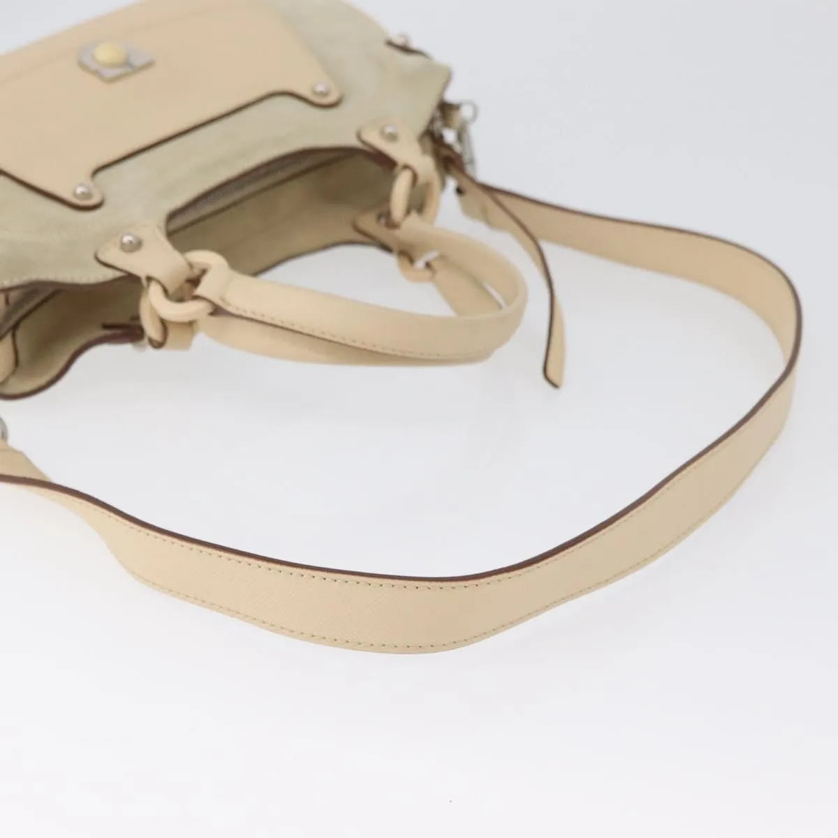 Salvatore Ferragamo Gancini Suede, Beige, Suede, Handbag