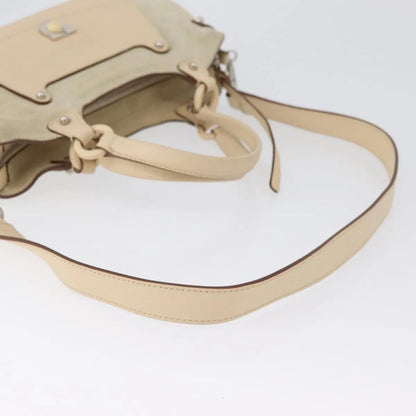 Salvatore Ferragamo Gancini Suede, Beige, Suede, Handbag