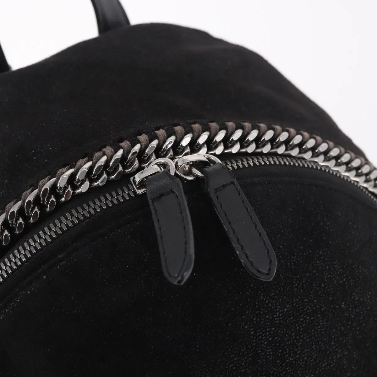Stella McCartney Falabella Front Zip Shaggy Deer, Black, Polyester, Backpack