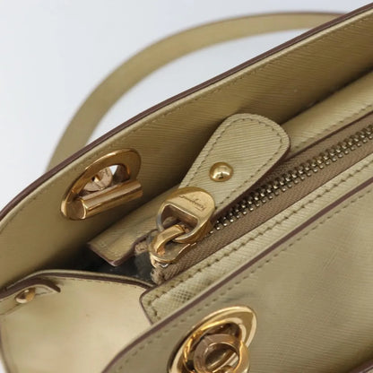 Salvatore Ferragamo Gancini Leather, Gold, Leather, Shoulder Bag