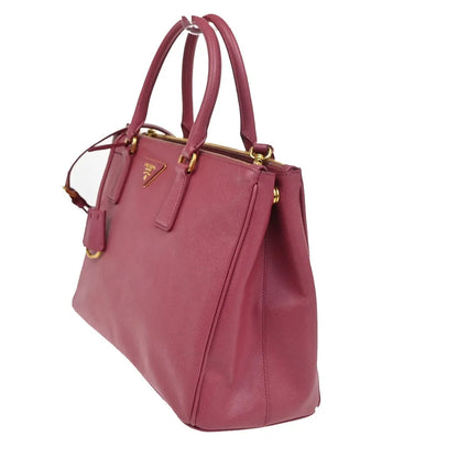 Prada Double Zip Lux Tote Saffiano Leather, Pink, Leather, Handbag