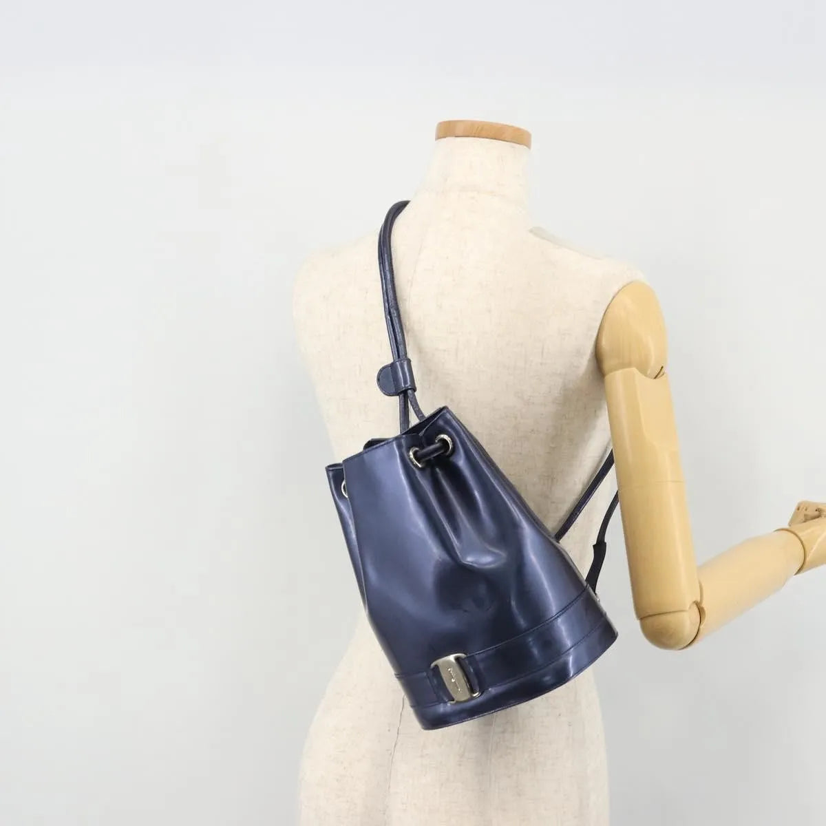 Salvatore Ferragamo Vala Patent Leather, Navy, Patent Leather, Backpack