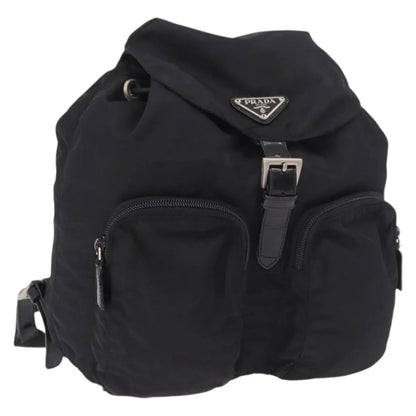 Prada Double Front Pocket Tessuto, Black, Nylon, Backpack