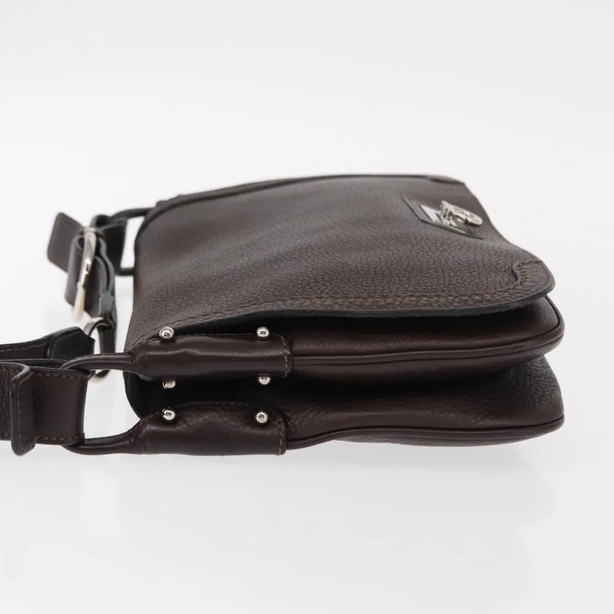 Salvatore Ferragamo Gancini Leather, Brown, Leather, Shoulder Bag