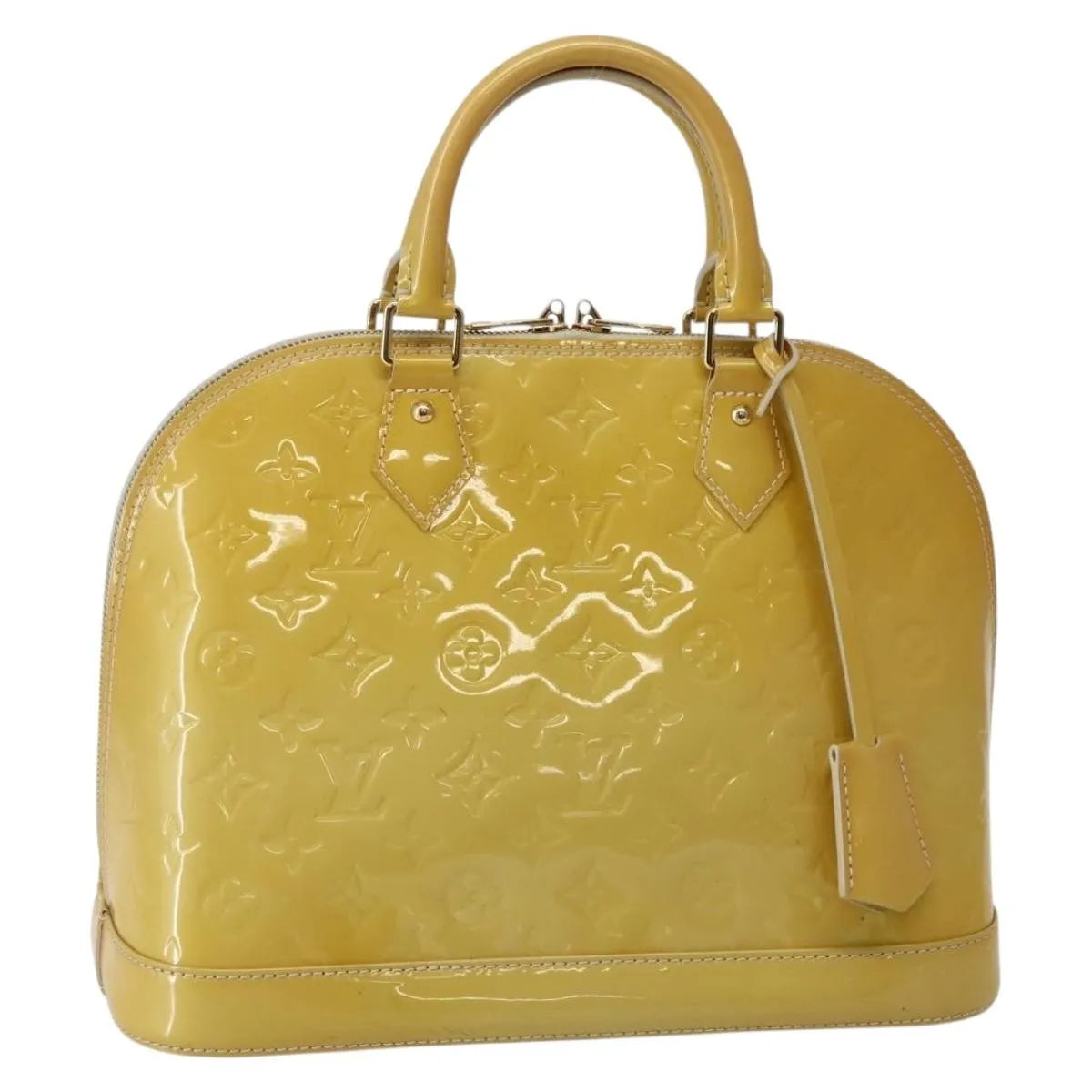 Louis Vuitton Alma Monogram Vernis, Beige, Patent Leather, Handbag