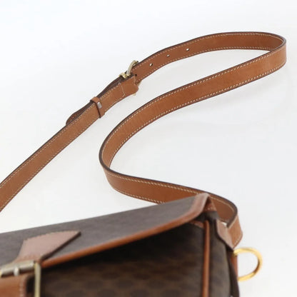 Celine Vintage Macadam Canvas and Leather, Brown, Canvas, Shoulder Bag