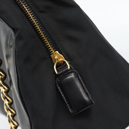 Prada Vintage Nappa Chain Tote Leather, Black, Leather, Shoulder Bag