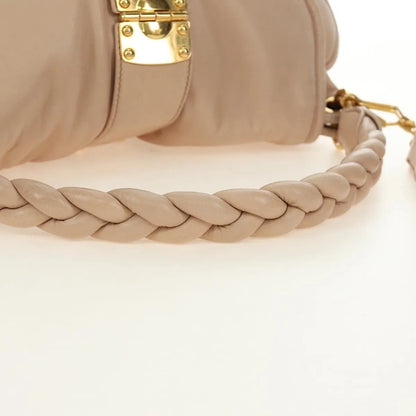 Miu Miu Madras Convertible Lock Tote Leather, Pink_gold, Leather, Handbag