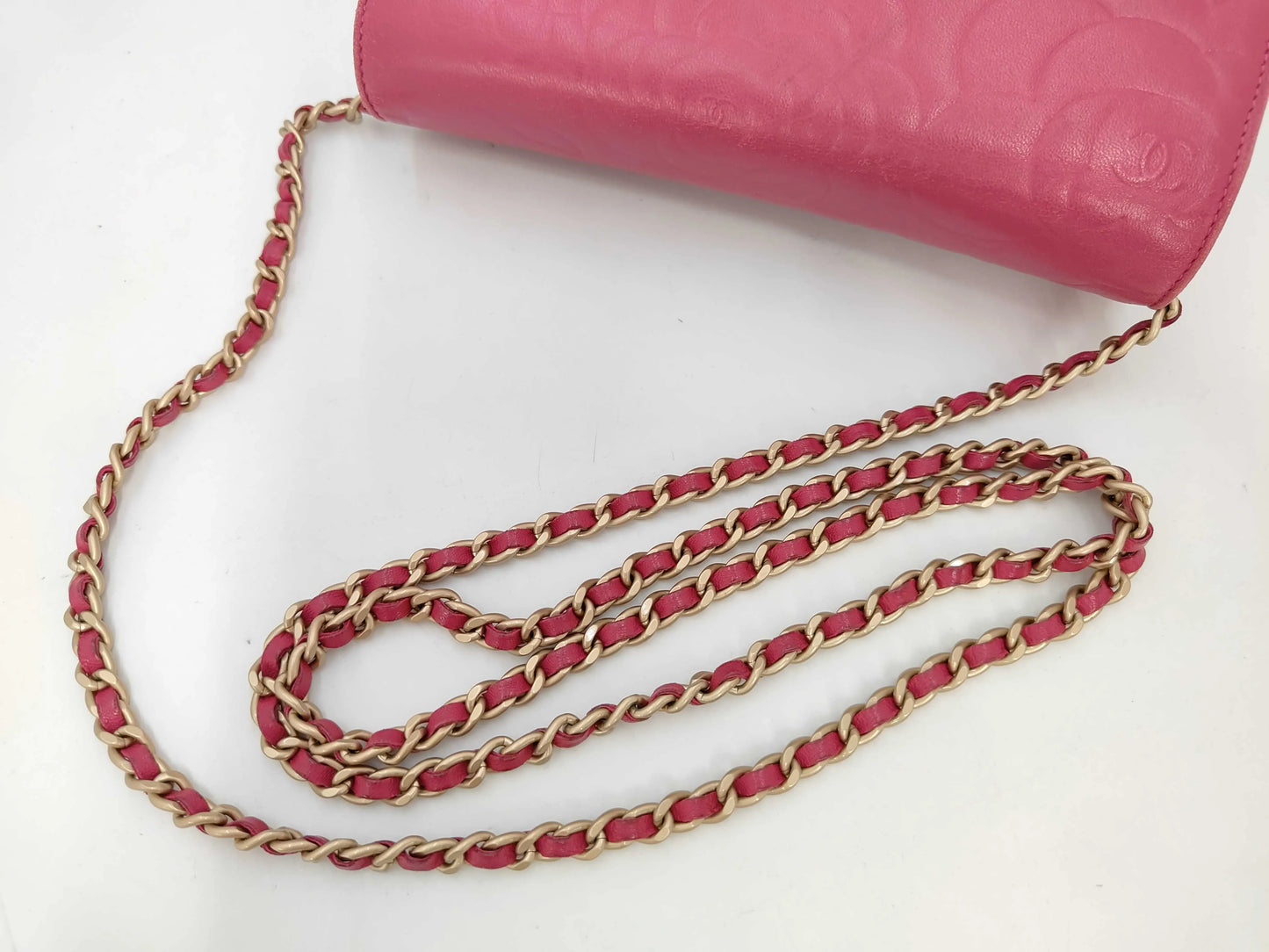 Chanel Sweet Camellia Wallet on Chain Quilted Lambskin, Pink, Leather, Shoulder Bag