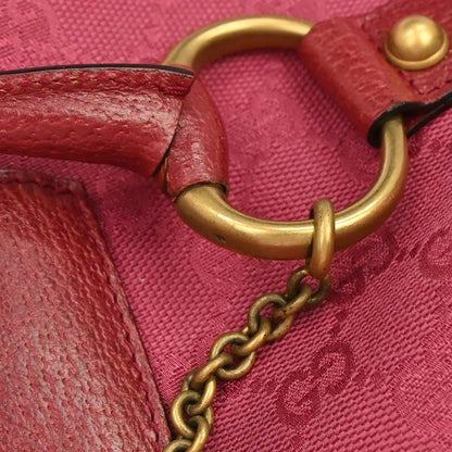 Gucci Horsebit Web Flap GG Canvas and white leather, Pink, Canvas, Shoulder Bag