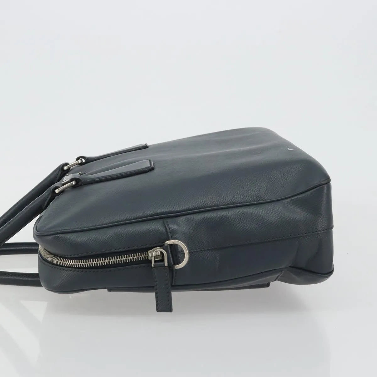 Prada Zip Around Saffiano Leather, Navy, Leather, Briefcase