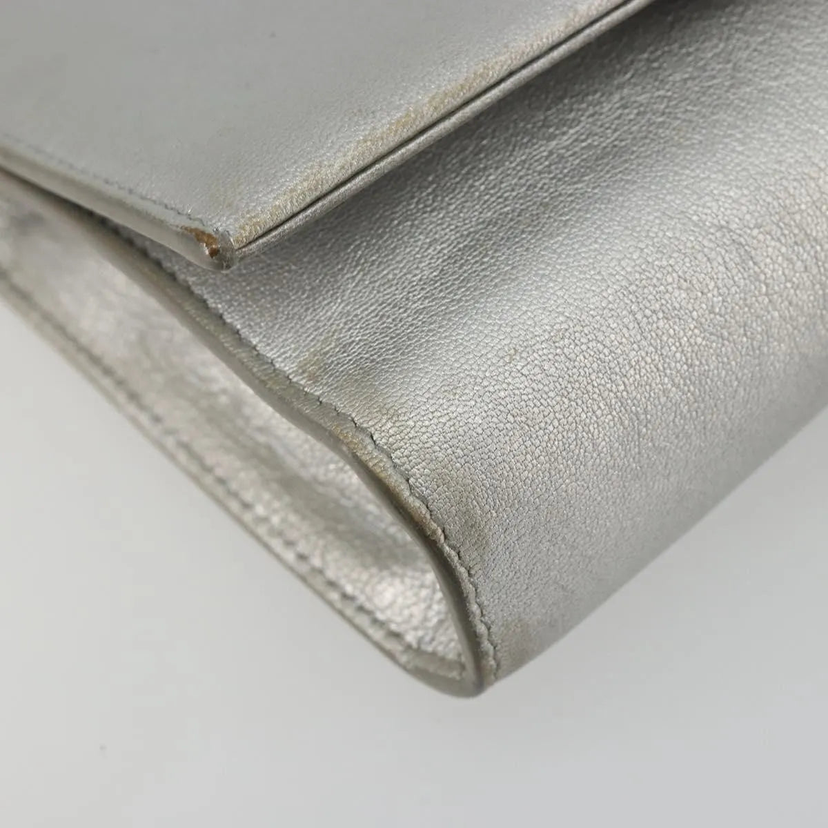 Salvatore Ferragamo Vara Chain Flap Leather, Silver, Leather, Shoulder Bag