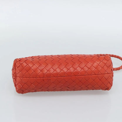 Bottega Veneta Zip Clutch Leather with Intrecciato Snakeskin Detail, Red, Leather, Clutch