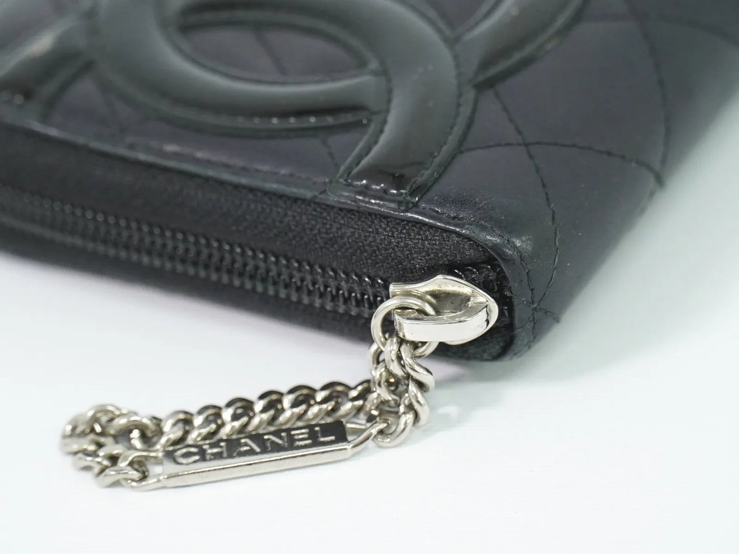 Chanel Cambon Zip Around Quilted Lambskin, Black, Leather, Wallet
