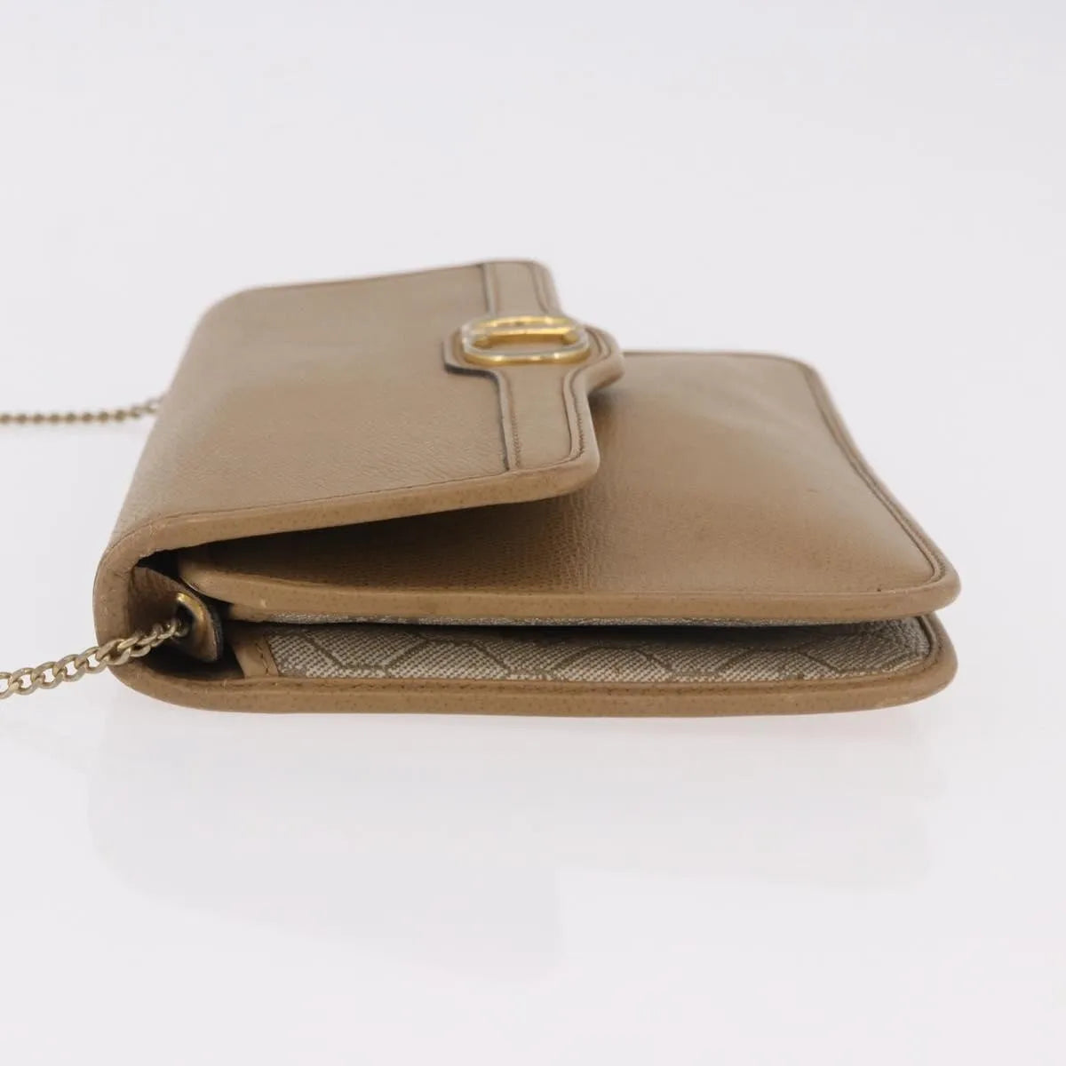 Christian Dior Vintage CD Chain Flap Leather, Camel, Leather, Shoulder Bag
