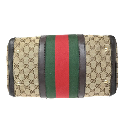 Gucci Vintage Web Boston GG Canvas, Brown, Canvas, Handbag